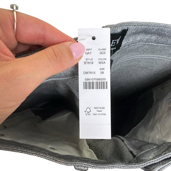 J. Crew Collection NWT Silver Metallic Waxed Mid Rise Slouchy Straight Jeans - Picture 6 of 9